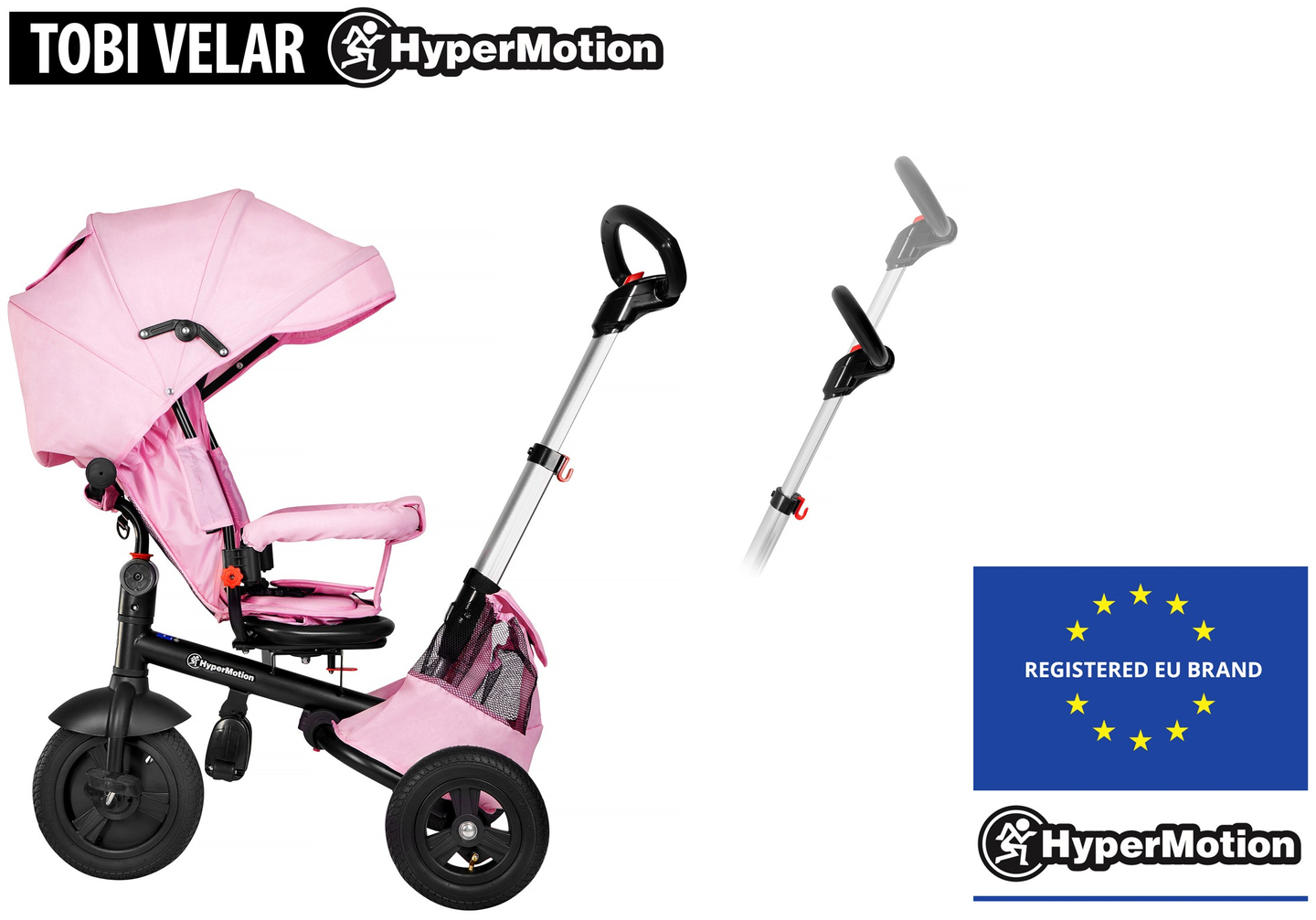 Triciclo Tobi Velar + capa de chuva - rosa