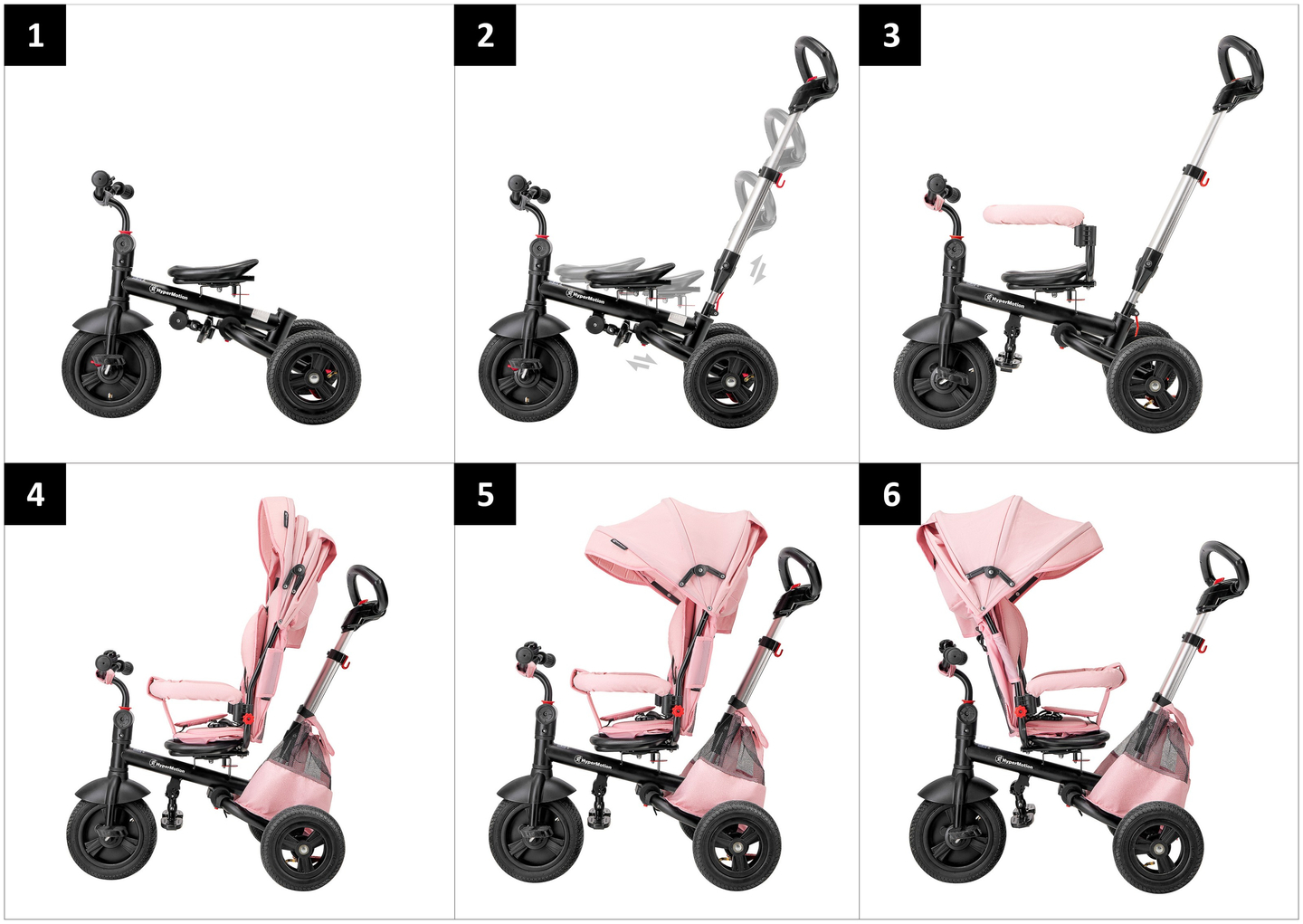 Triciclo Tobi Velar + capa de chuva - rosa