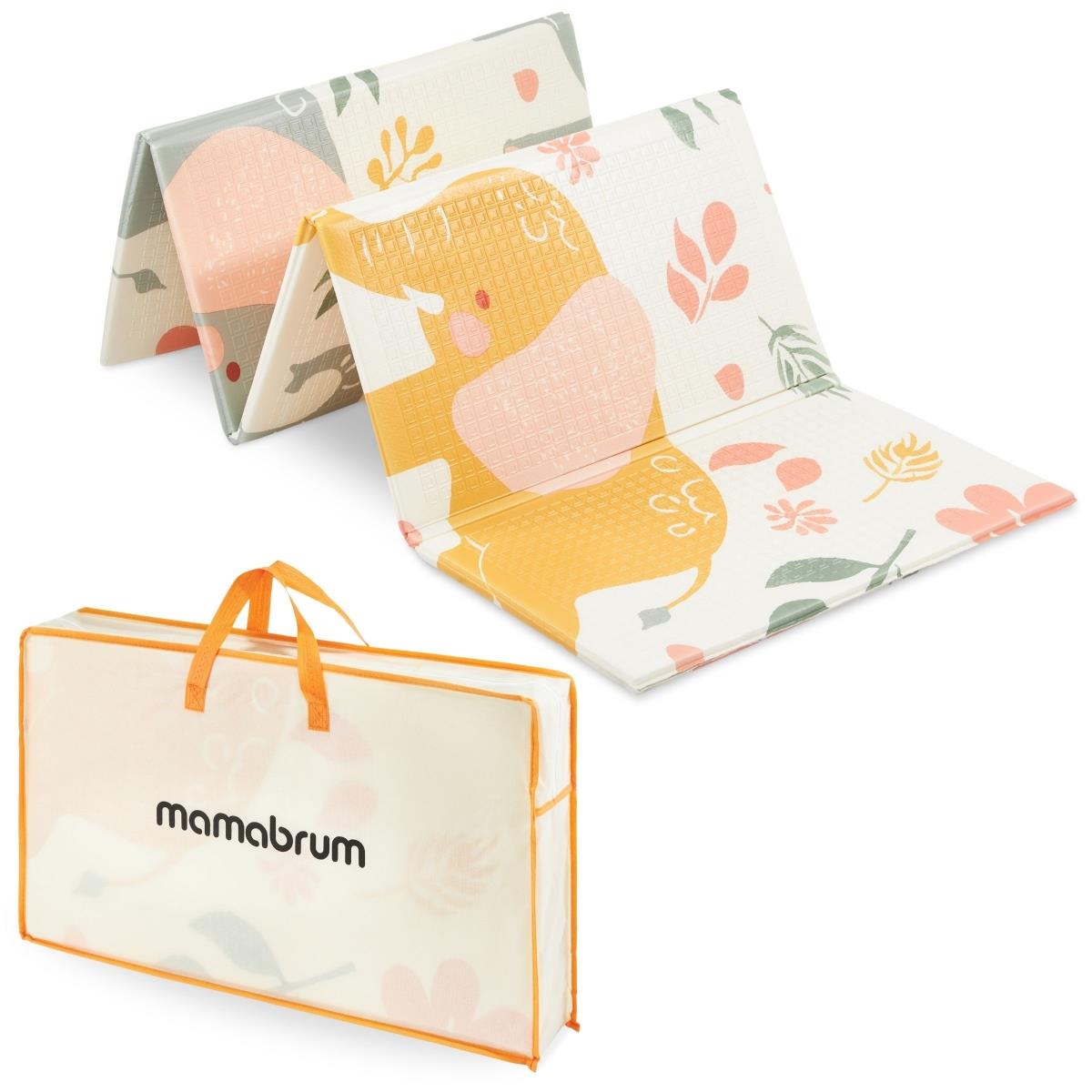 Tapete de espuma dobrável de dupla face 180 x 120 x 1cm - Exotic Elephants/Delicate Grey