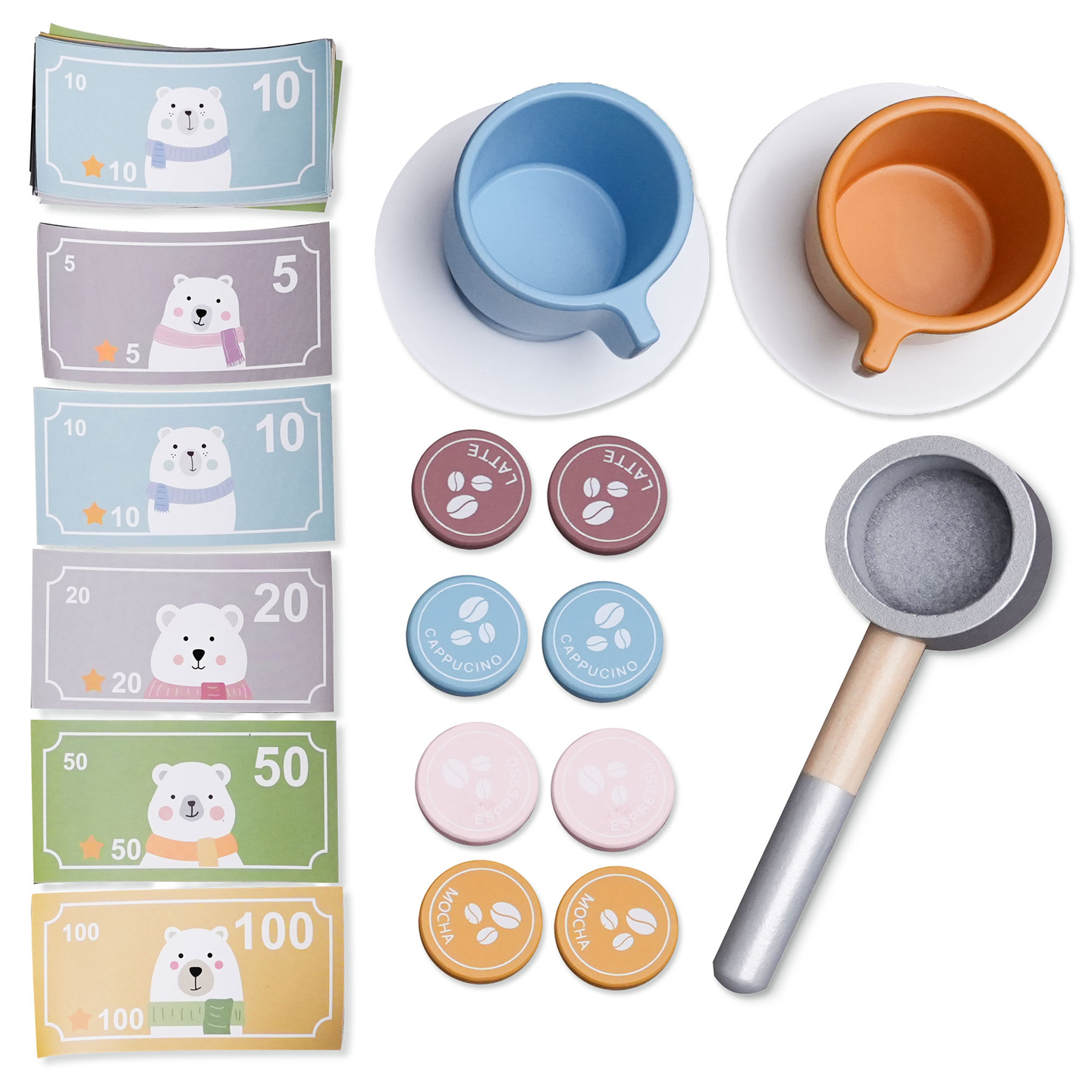 Grande loja de madeira XXXL para crianças com bar de comida rápida - Loja de esquina + Máquina de café + Forno + Frigorífico - 106 ac.