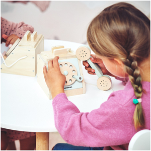 Telefone retrô de madeira - menta