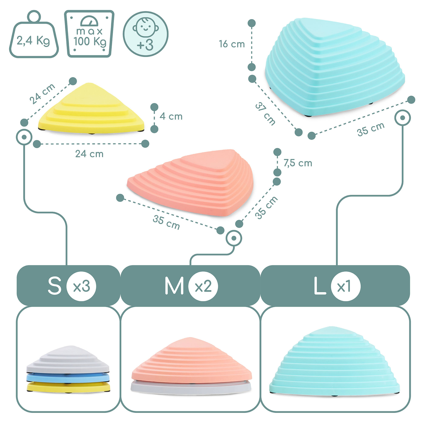 Pedras de equilíbrio coloridas - 6 peças
