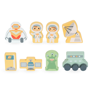 Grande foguete espacial de madeira com elevador e acessórios - XXL