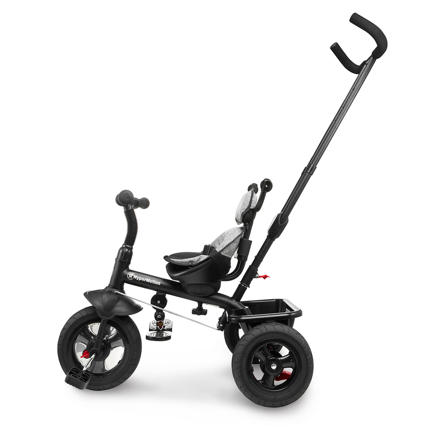 Triciclo para crianças de 1 a 4 anos - TOBI FREY - cor cinza - giratório - rodas infláveis + empurrador