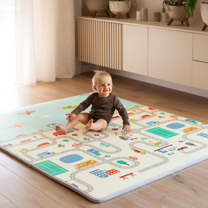 Tapete de espuma XXL dupla face - rolo de 2 CM (estrada e ziguezagues)