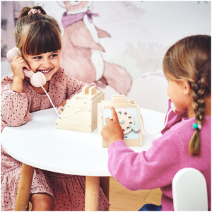 Telefone retrô de madeira - menta