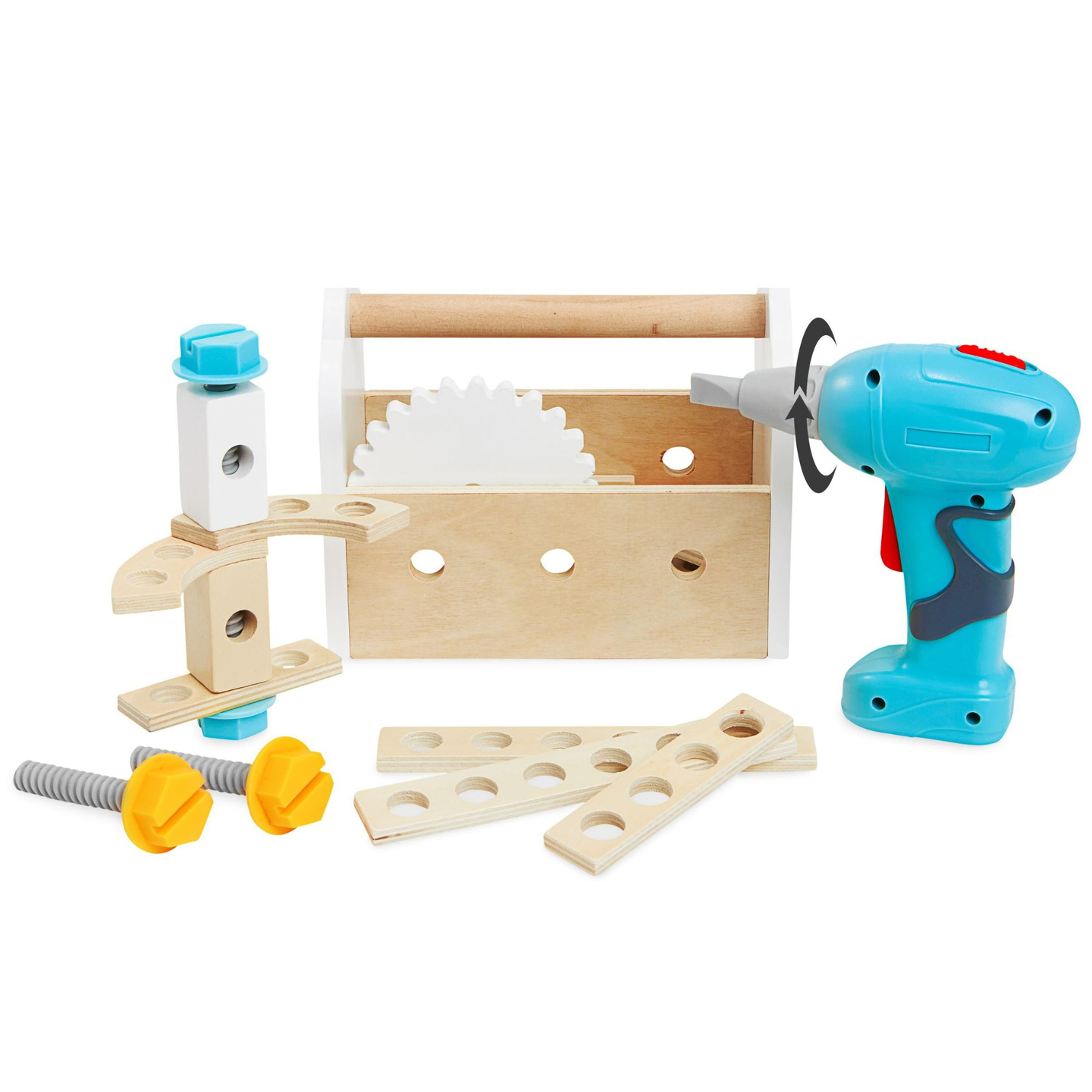 Grande oficina de madeira com ferramentas XXL - conjunto DIY, 74 elementos