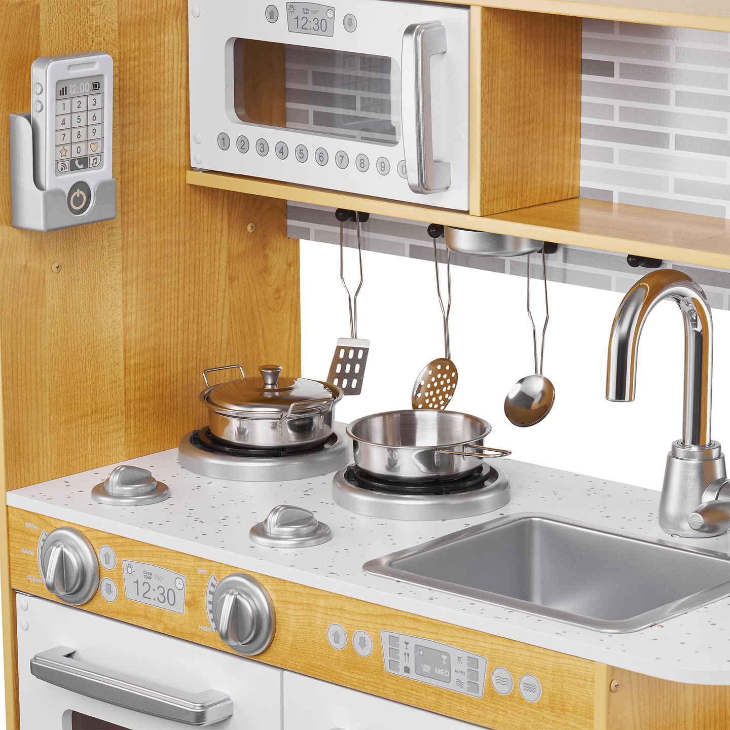 Cozinha XXL em madeira com iluminação LED, avental e acessórios