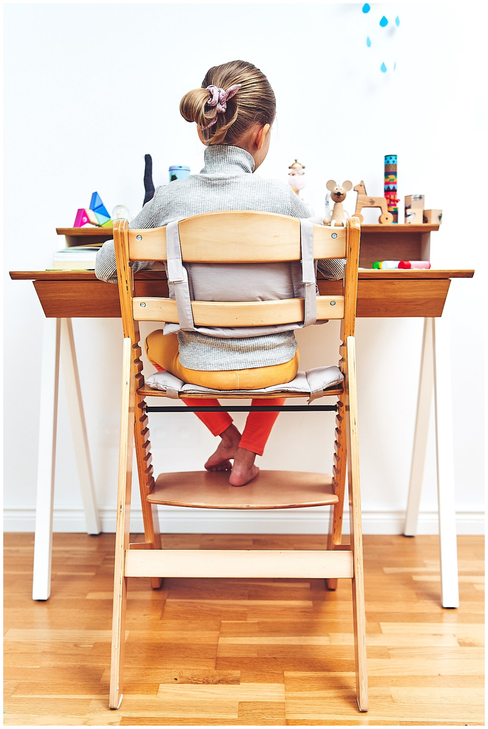 Cadeira de alimentação de madeira Moby-System WOODY - cor madeira natural