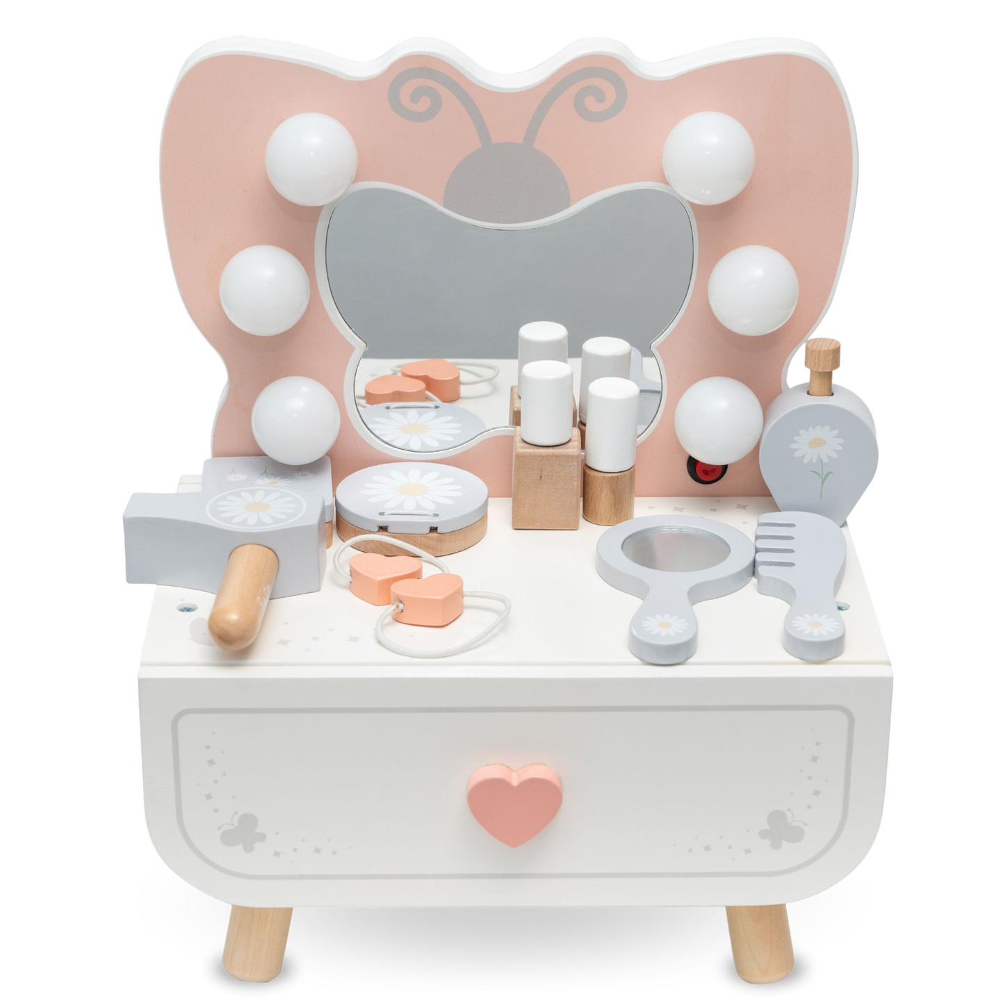 Mini toucador em madeira com iluminação LED - Butterfly