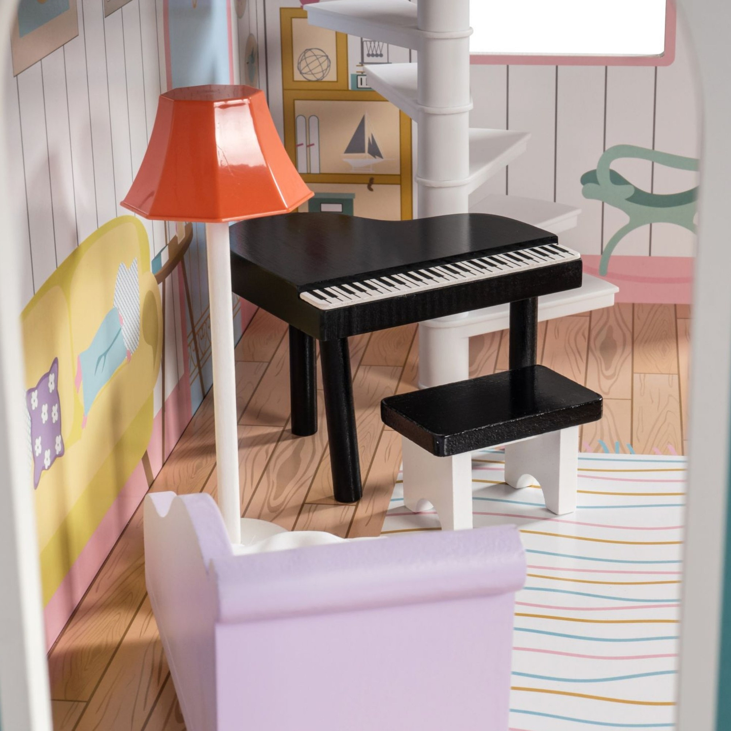 XXL A maior casa de bonecas de madeira - 123 cm - iluminada por LED - terraço, acessórios, jardim