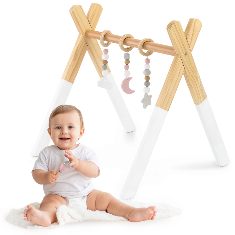 Suporte educativo de madeira Baby Gym - cor branca