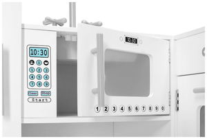 Cozinha de canto XXXL em madeira com frigorífico, forno, máquina de lavar roupa, avental e acessórios