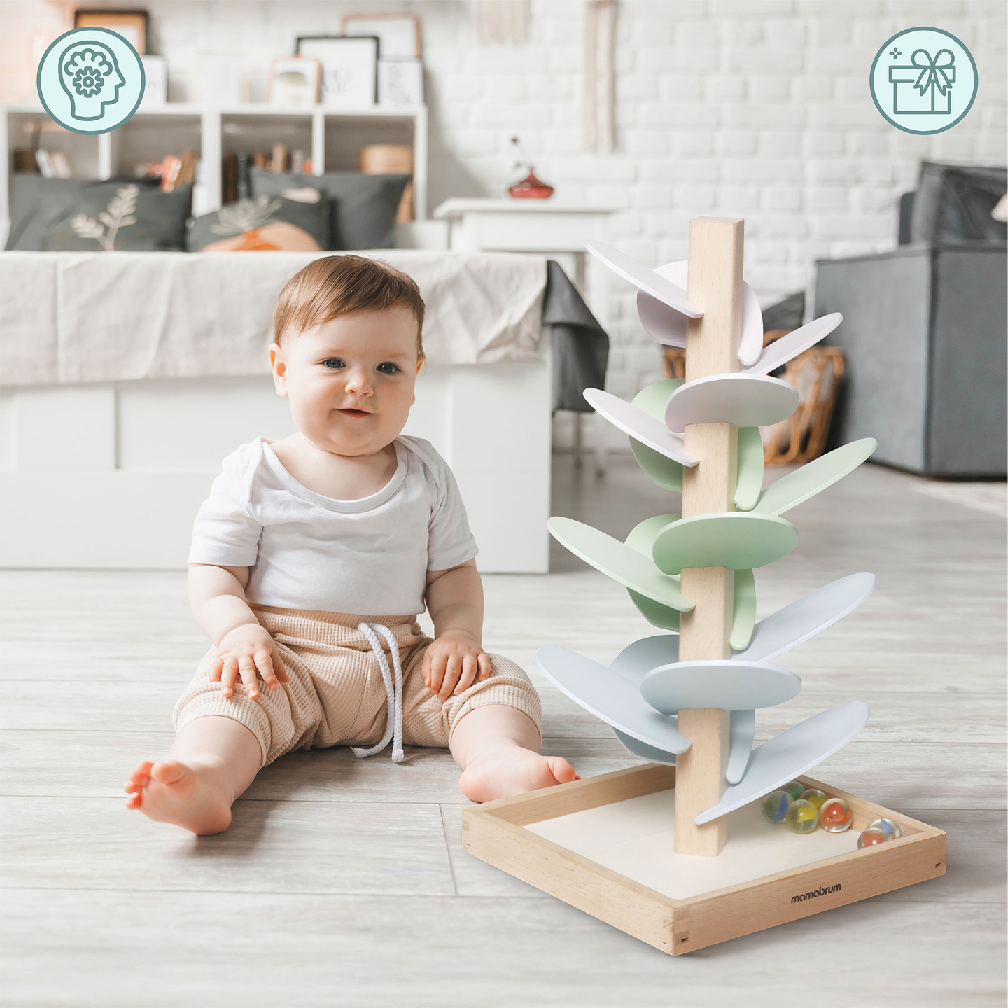 Culódromo de madeira - árvore sonora com bolas