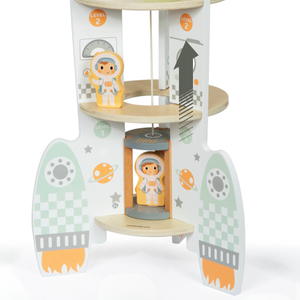 Grande foguete espacial de madeira com elevador e acessórios - XXL