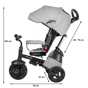 Triciclo Tobi Velar + capa de chuva - cinza