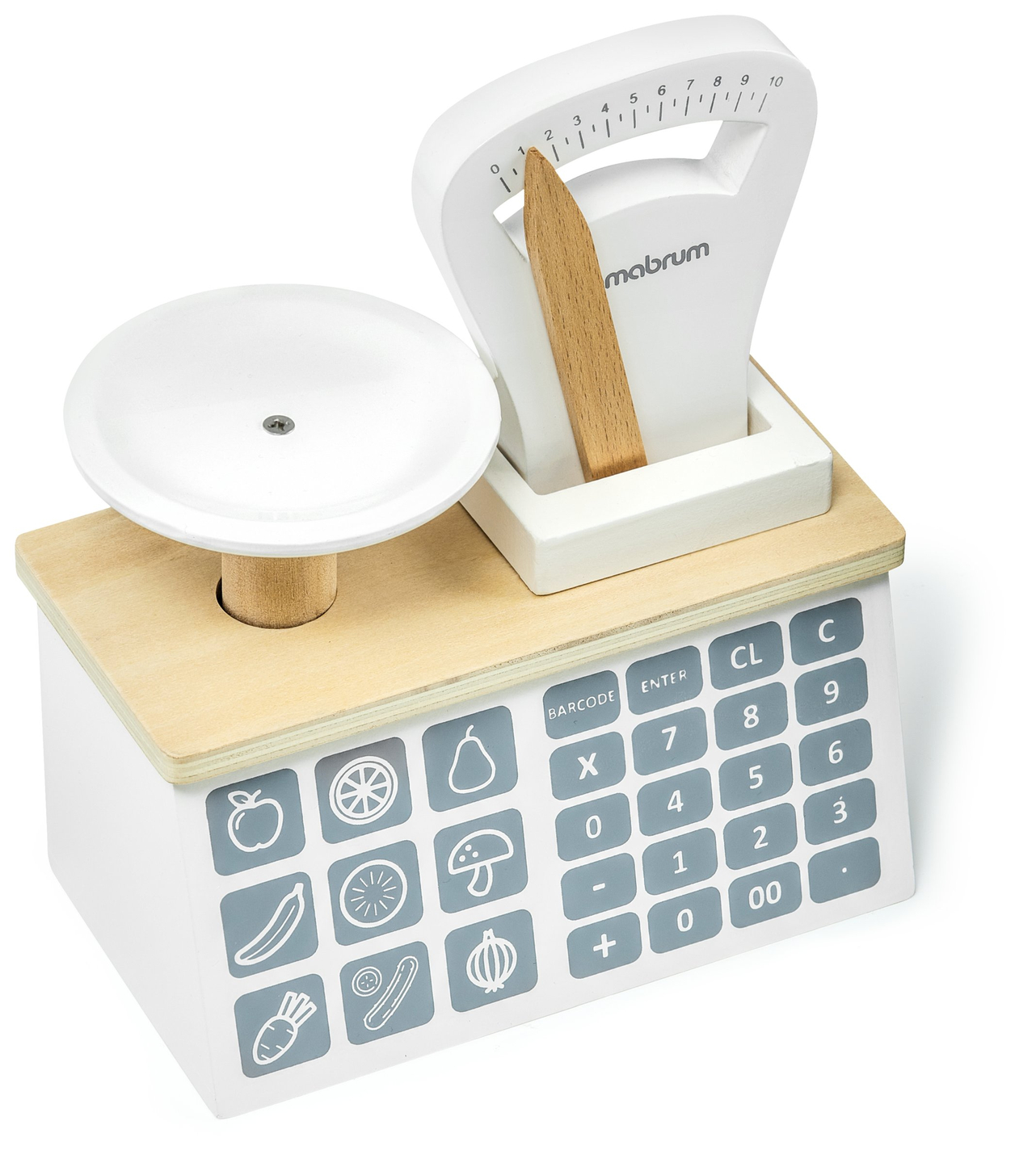 Minimercado - loja com balança, terminal, cartão de pagamento e fruta