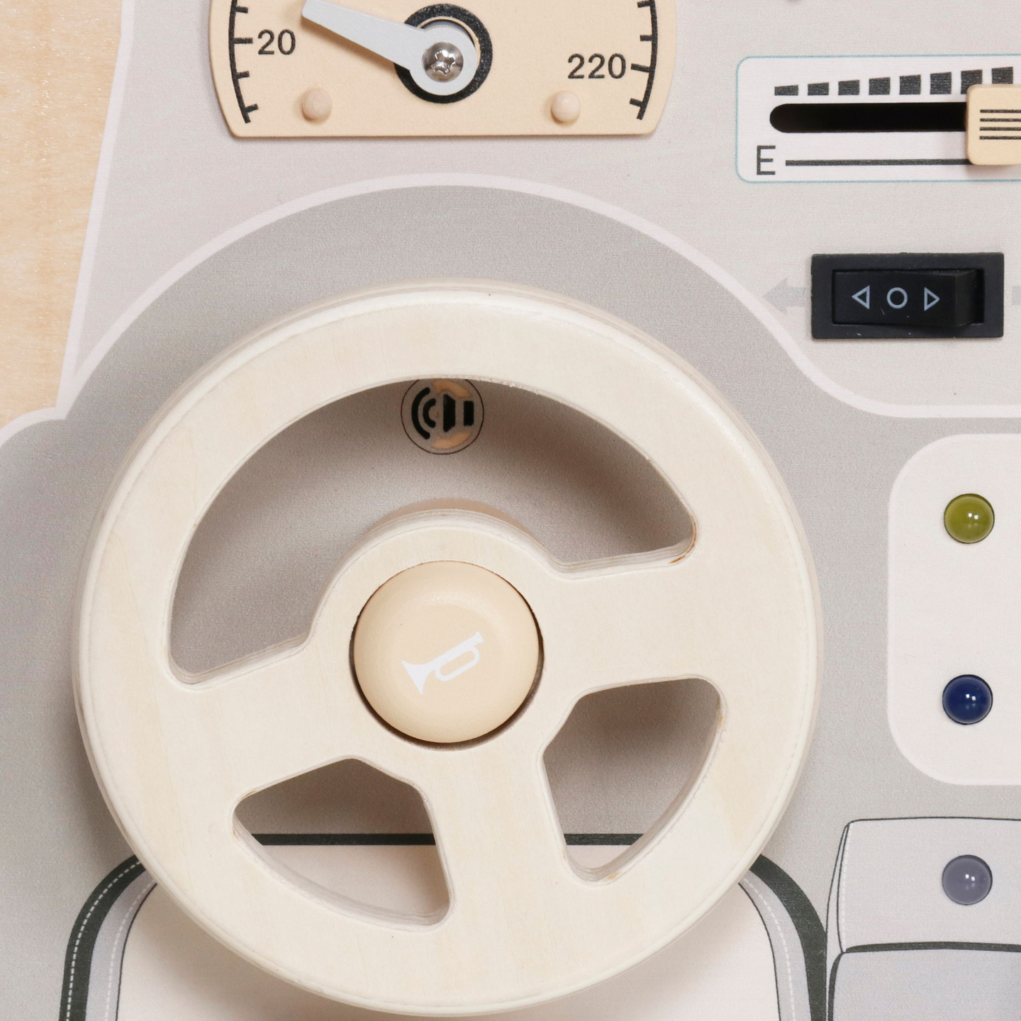 Tabuleiro de madeira Montessori para crianças pequenas - painel de instrumentos do carro