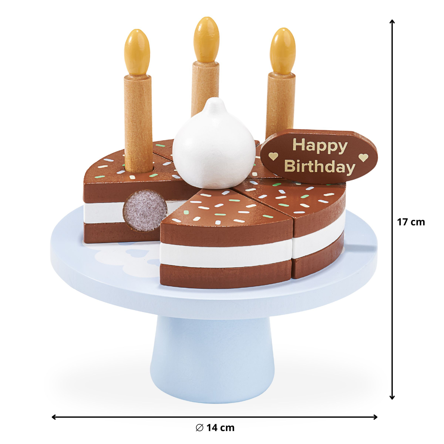 Bolo de aniversário de madeira para cortar