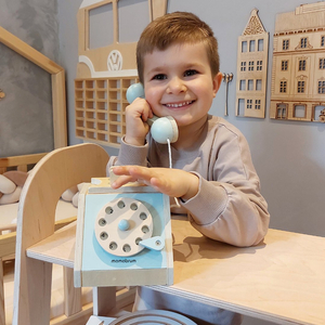 Telefone retrô de madeira - menta