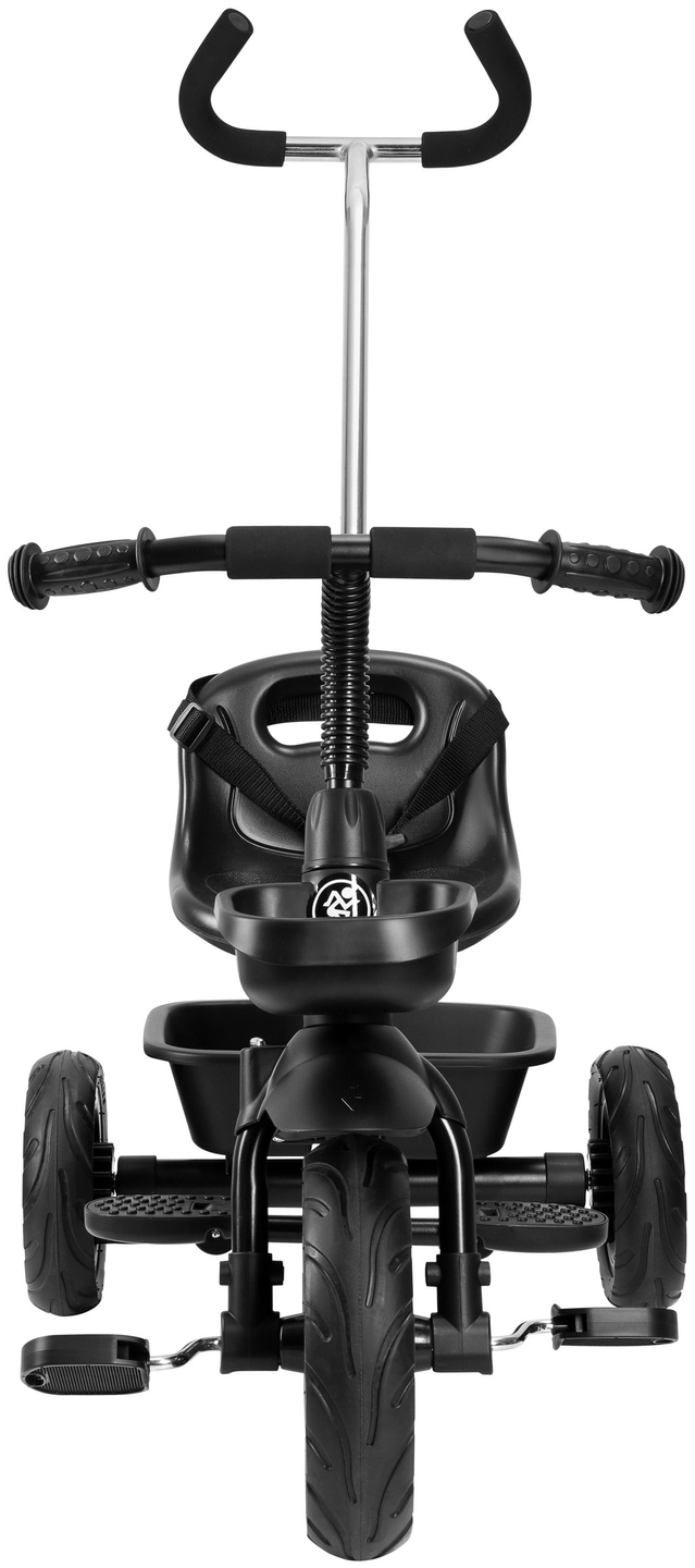 Triciclo HyperMotion TOBI VECTOR - rodas permanentemente infladas + empurrador. Cor preta.