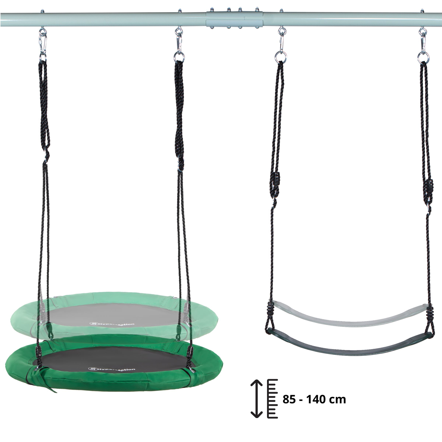 Balanço duplo de jardim com estrutura e cordas - assento e ninho de cegonha
