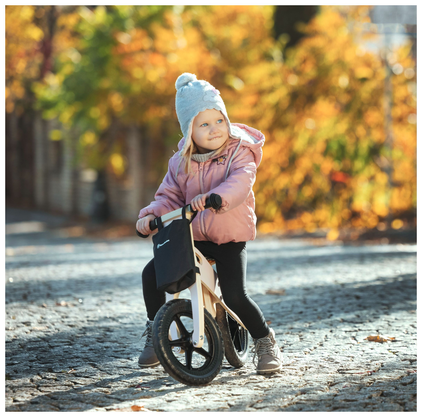 Bicicleta de equilíbrio de madeira HyperMotion LEXI - rodas de espuma, super leve - rosa
