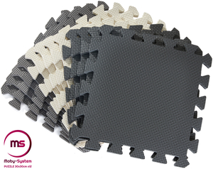 Quebra-cabeça de espuma 12 unid. - tapete educativo de espuma 120 x 90 x 1,2cm com borda - cinza