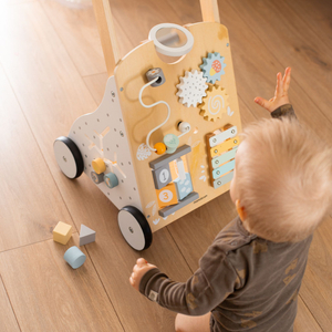 Andarilho educativo de madeira 8em1 / empurrador de bebés - prancha manipuladora