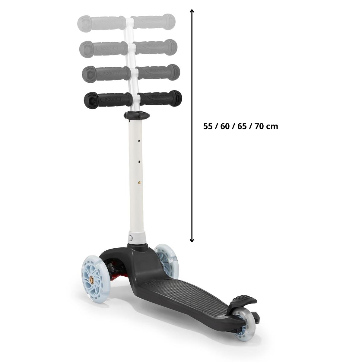 Scooter de equilíbrio de três rodas TRINGO, 3-8 anos - preto + rodas LED brilhantes