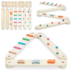 Pista de equilíbrio em madeira - caminho sensorial - 14 elementos