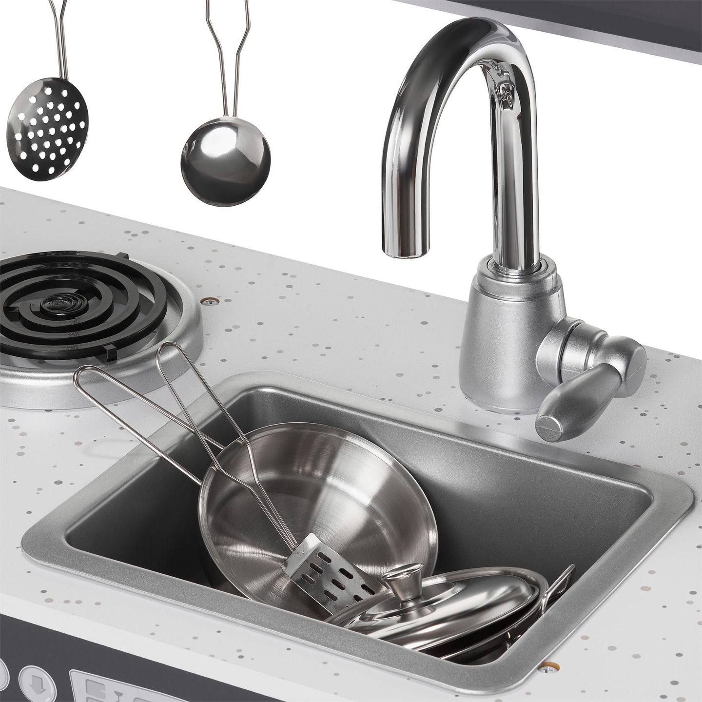 Cozinha XXL em madeira com iluminação LED, avental e acessórios