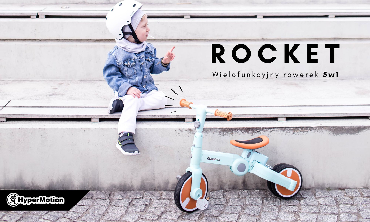 Tobi ROCKET - Triciclo infantil, bicicleta de equilíbrio, passeio - empurrador - 5 em 1 da HyperMotion