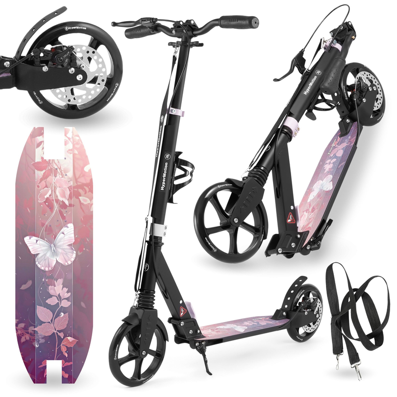 Trotinete de duas rodas para jovens adultos - com amortecedor - HyperMotion Skyline - cor-de-rosa, alumínio - 100kg