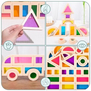 Blocos de madeira arco-íris - 25 elementos