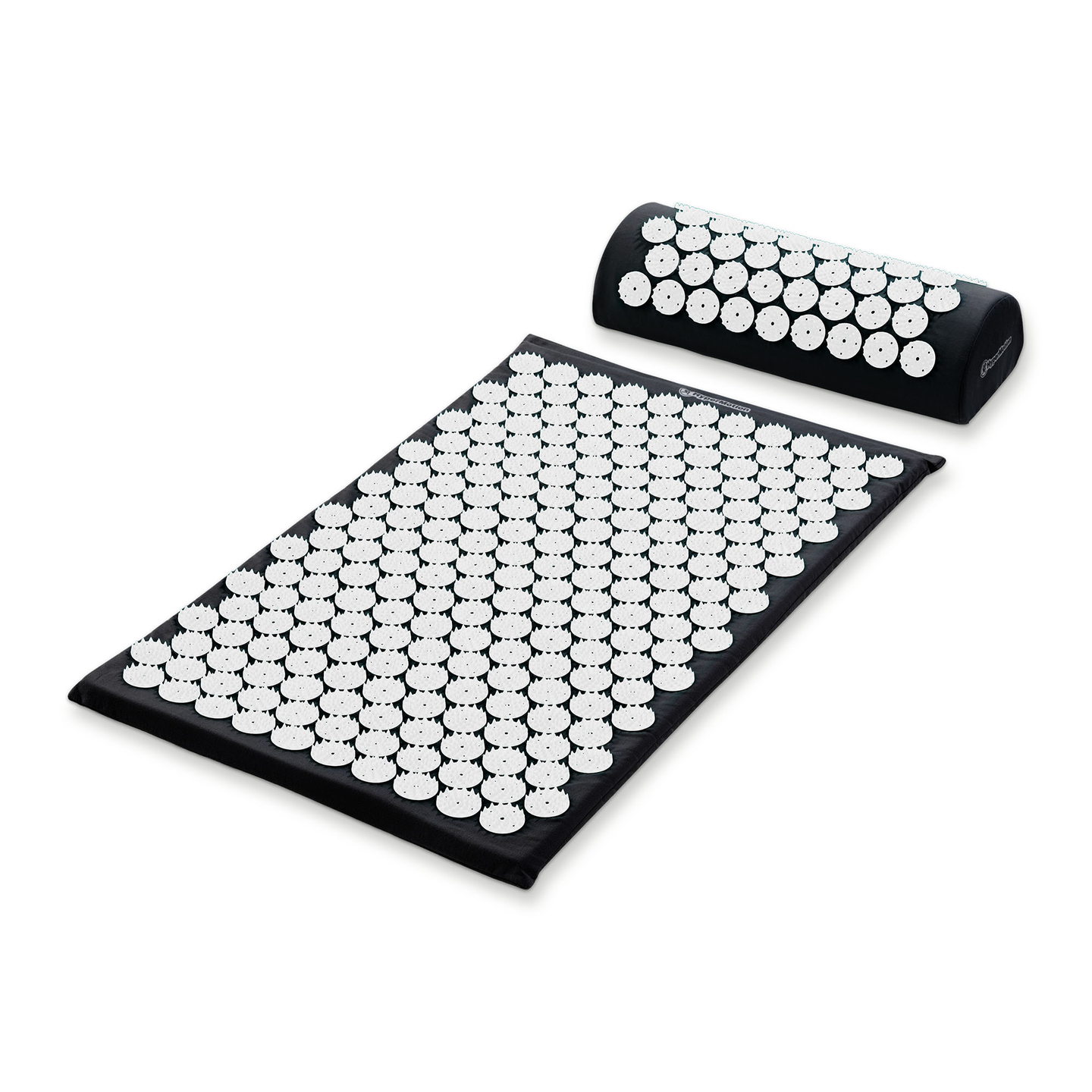 Tapete de acupressão com almofada e capa - 72 cm HyperMotion preto e branco