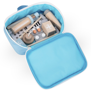 Conjunto de madeira para um pequeno médico
