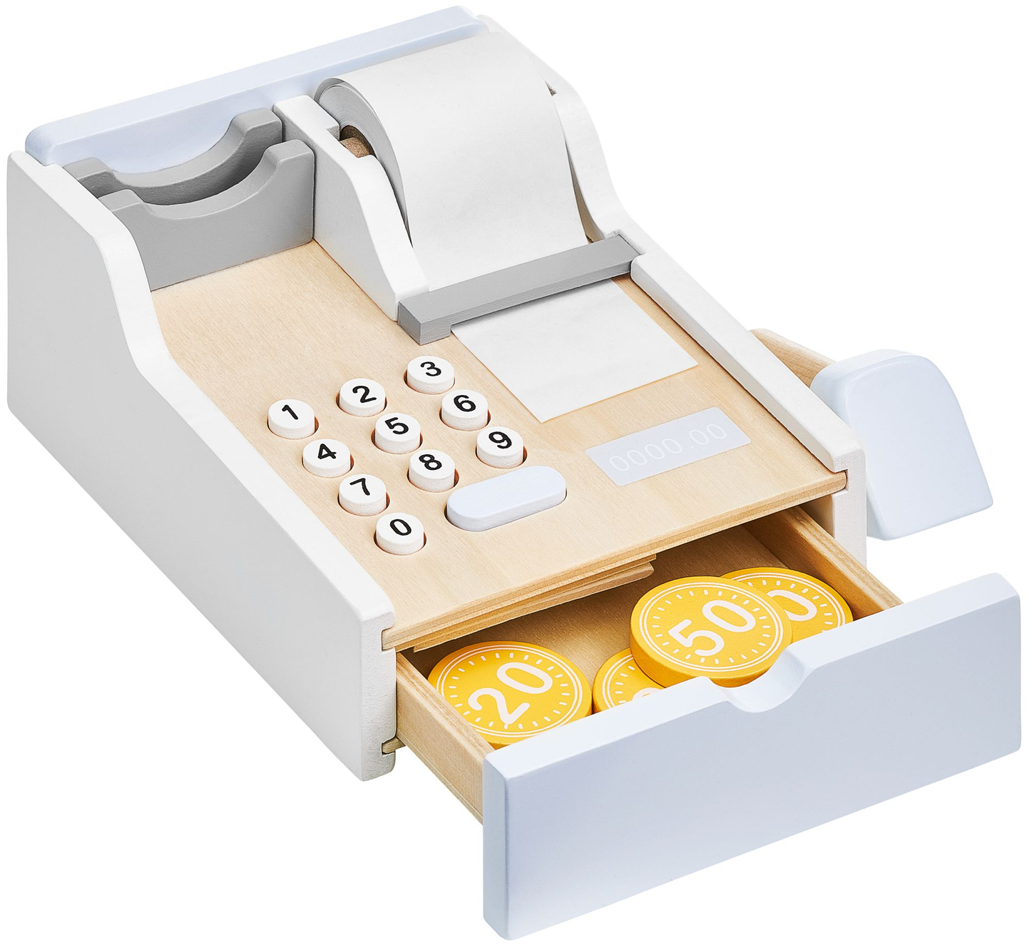 Mercearia - uma barraca de madeira com caixas, caixa registradora e terminal