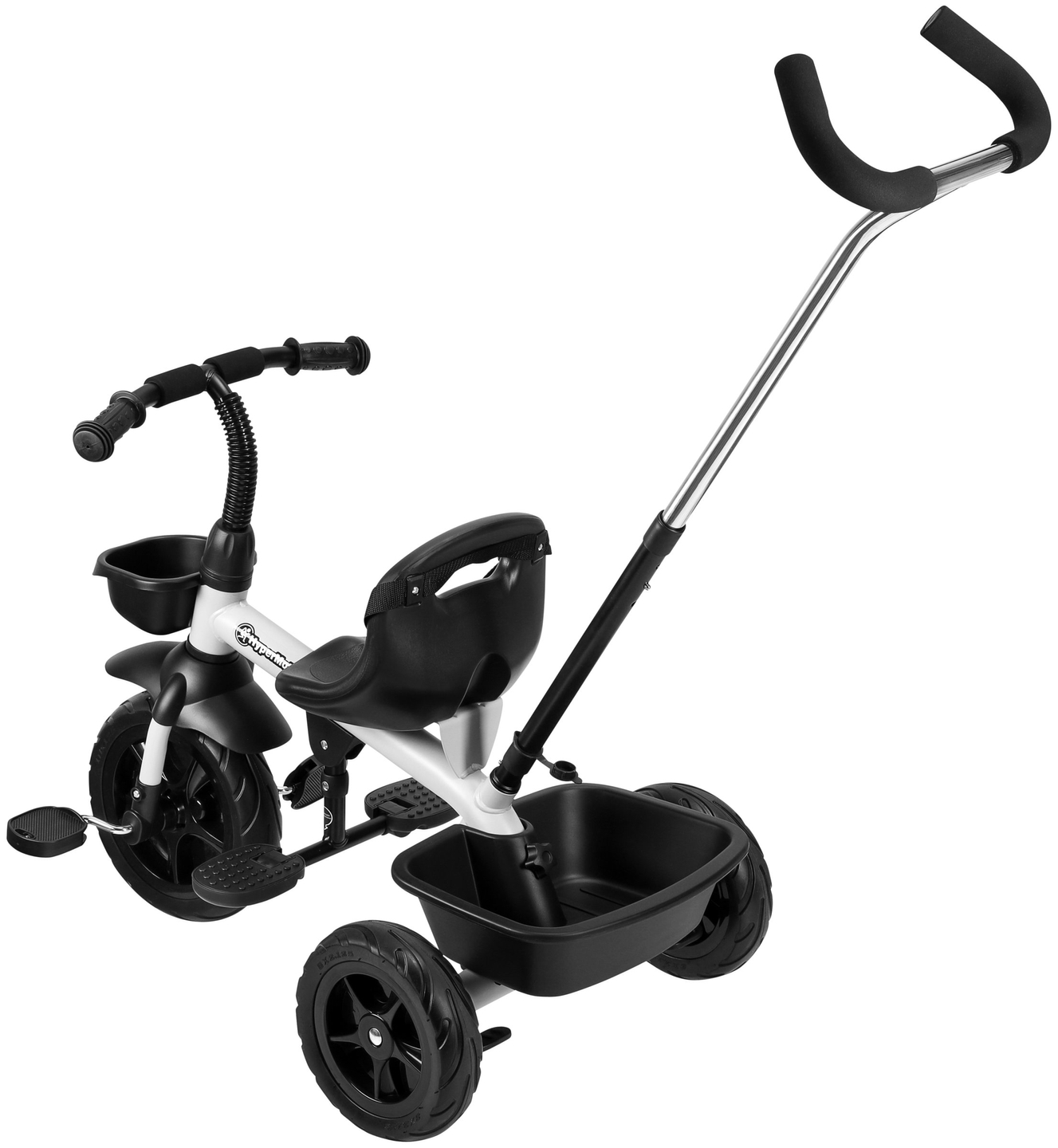 Triciclo HyperMotion TOBI VECTOR - rodas permanentemente infladas + empurrador. Cor: cinza claro.