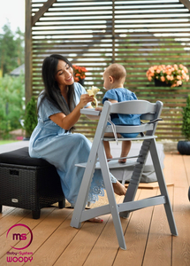 Cadeira de alimentação de madeira Moby-System WOODY - cor cinza