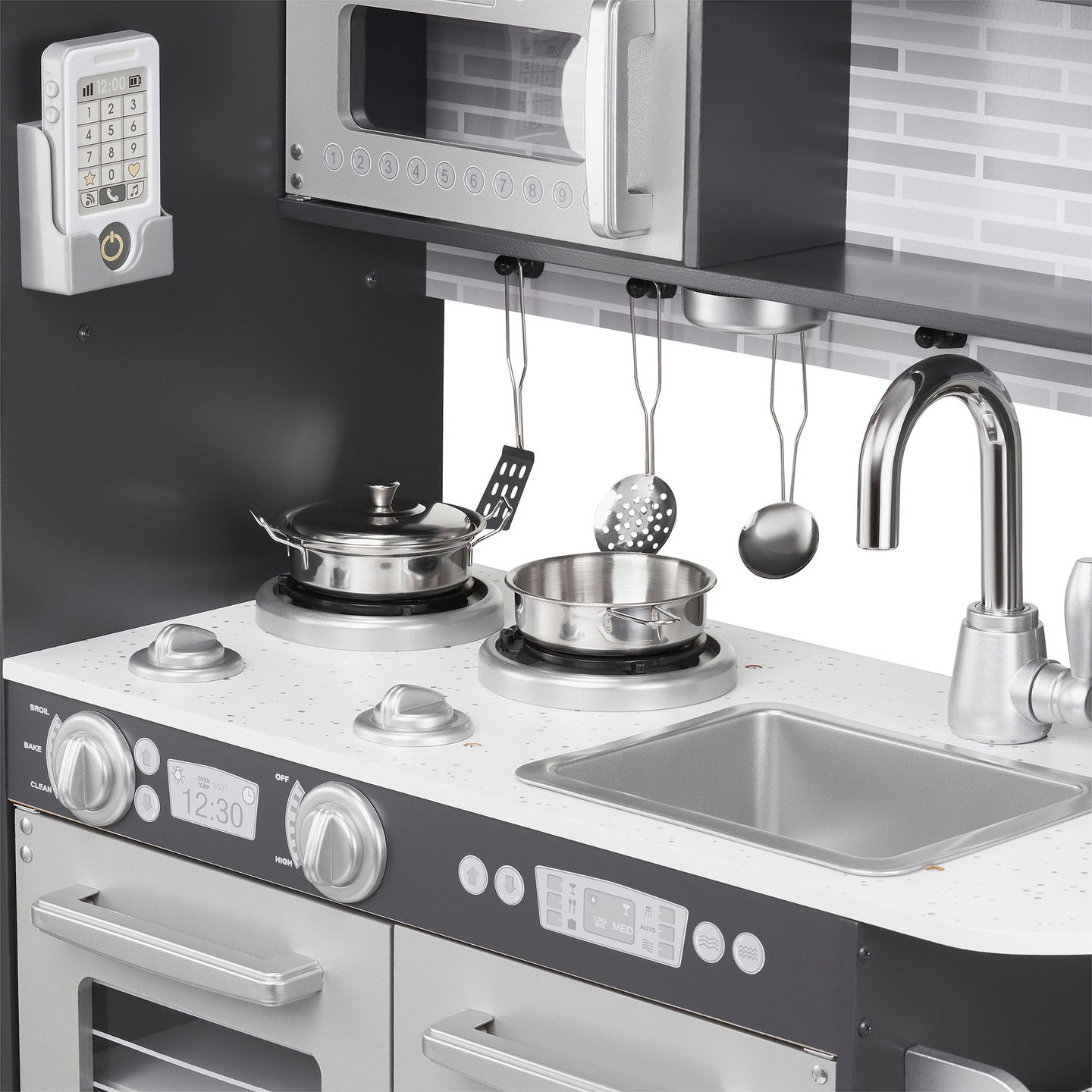 Cozinha XXL em madeira com iluminação LED, avental e acessórios