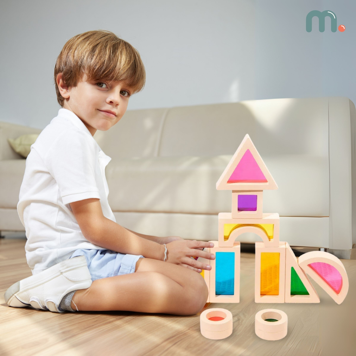 Blocos de madeira arco-íris - 25 elementos