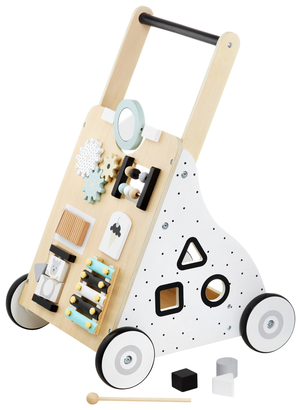 Andador / empurrador educacional de madeira para crianças - prancha de manipulação