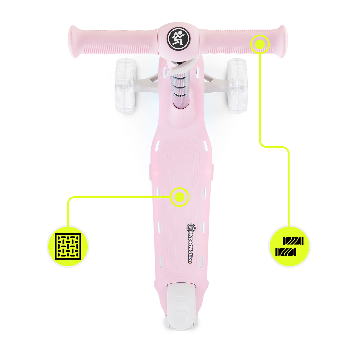 Patinete elétrico HyperMotion BECKY - Iluminação LED RGB, rosa