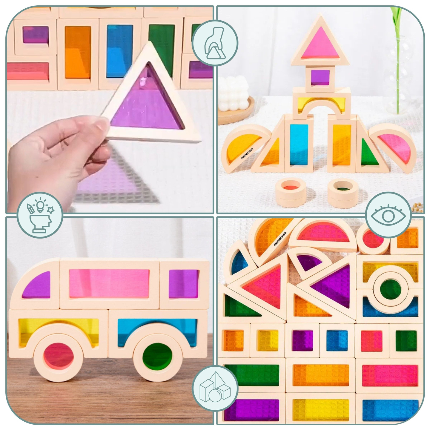 Blocos de madeira arco-íris - 25 elementos