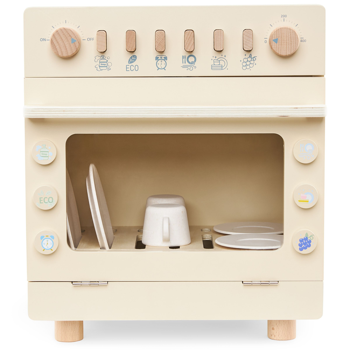 Máquina de lavar louça de madeira com acessórios