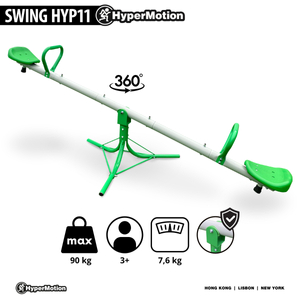 Balanço de jardim 2 em 1, trave de equilíbrio para 2 pessoas com função de carrossel de 360 graus