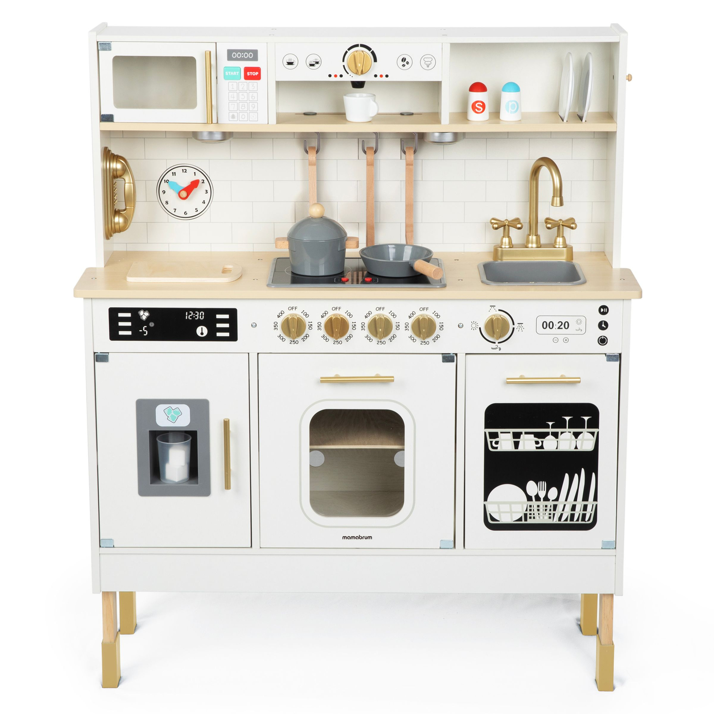 Cozinha interativa XXL de madeira com acessórios e iluminação LED - dois níveis