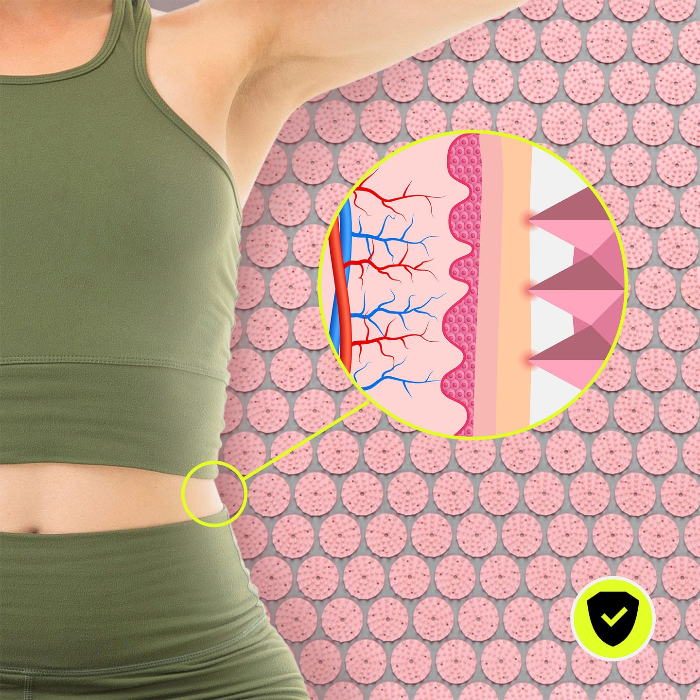 Tapete de acupressão grande com almofada e capa - 130 cm HyperMotion cinza e rosa