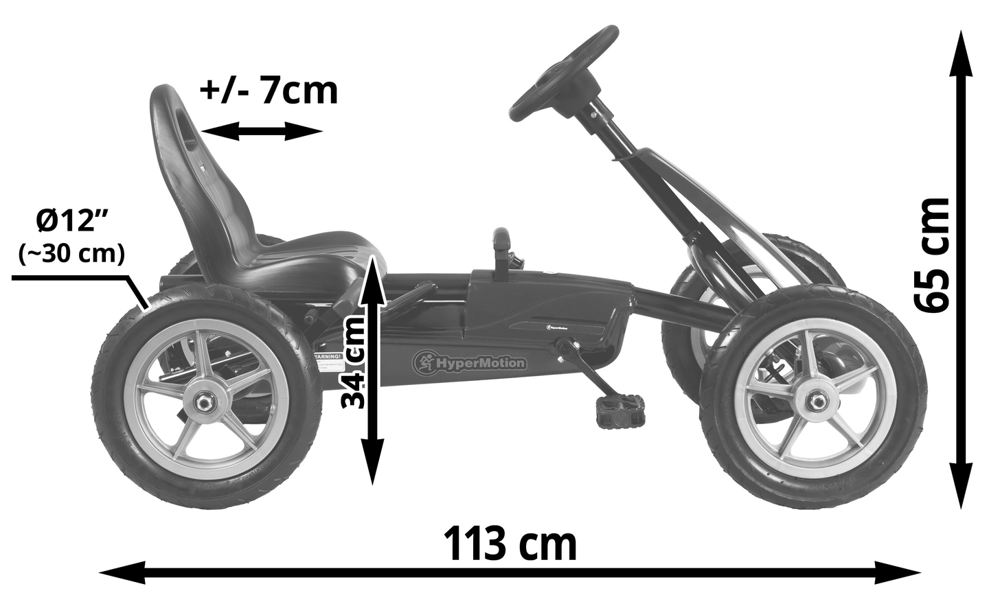Kart a pedal EVOQUE para crianças - passeio para crianças de 5 a 8 anos - cinza